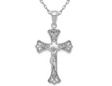 14K White Gold Crucifix Cross Pendant Necklace with Chain 